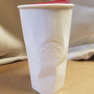 Starbucks geometric ceramic travel mug w/ lid
